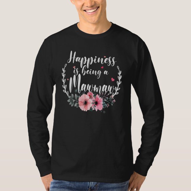 Happiness Is Being A Mawmaw Sunflower Grandma Moth T-Shirt (Front)