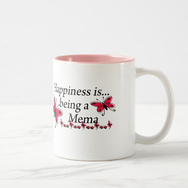 Happiness Is Being A Mema BUTTERFLY Two-Tone Coffee Mug (Right)