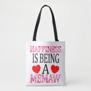 Happiness Is Being A Memaw Floral Mimi Christmas Tote Bag