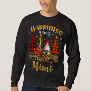 Happiness Is Being A Mimi Christmas Tree Leopard T Sweatshirt