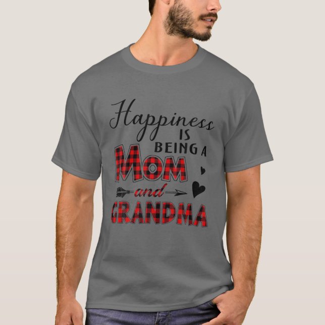 Happiness Is Being A Mom And Grandma Plaid Baby An T-Shirt (Front)