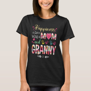 Happiness Is Being A Mum And Granny Flower Mother' T-Shirt