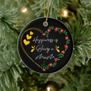 Happiness Is Being A Mum Funny Mothers Day New Mum Ceramic Tree Decoration