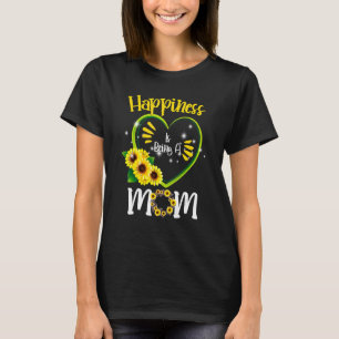 Happiness Is Being A Mum Sunflower Mother's Day Pr T-Shirt
