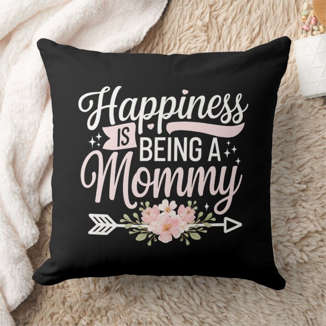 Happiness Is Being A Mummy Floral Mother’s Day Cushion (Blanket)