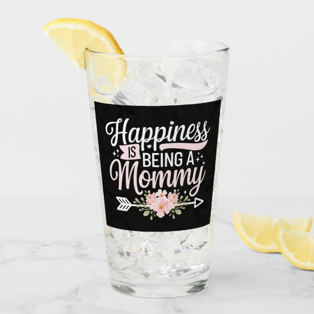 Happiness Is Being A Mummy Floral Mother’s Day Glass (Front Ice)