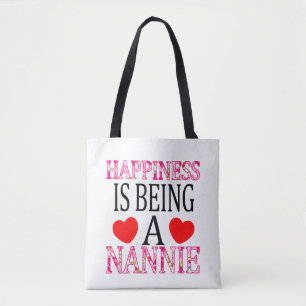 Happiness Is Being A Nannie Floral Mimi Christmas Tote Bag