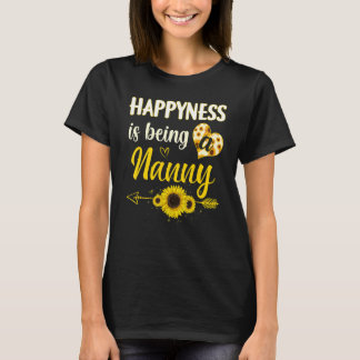 Happiness Is Being A Nanny Sunflower Grandma Mothe T-Shirt