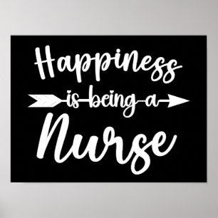 Happiness Is Being A Nurse Funny Nurses Poster