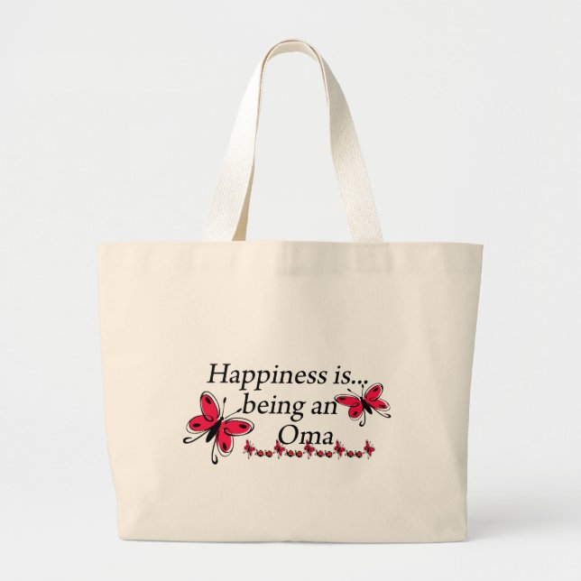 Happiness Is Being A Oma BUTTERFLY Large Tote Bag (Front)
