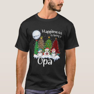 Happiness Is Being A Opa Christmas Tree Leopard Pl T-Shirt
