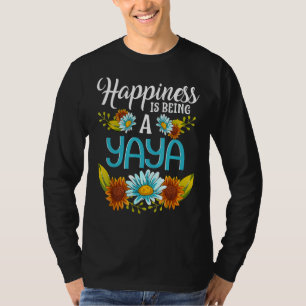 Happiness Is Being A Yaya Cute Floral Mothers Day T-Shirt