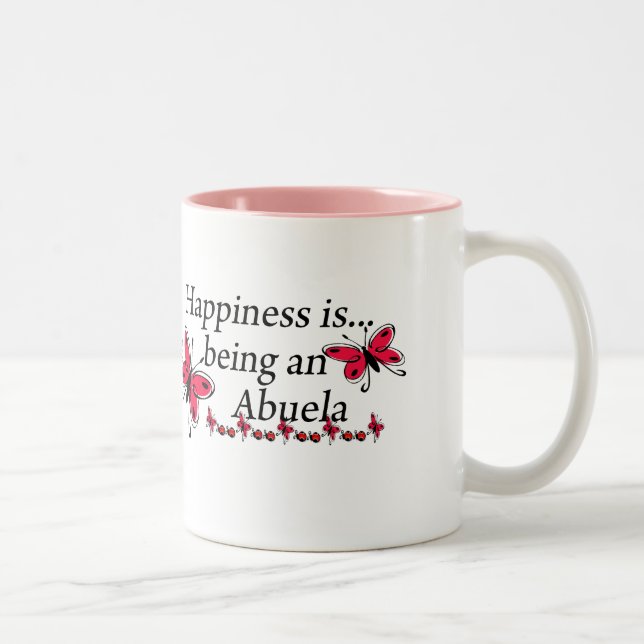 Happiness Is Being An Abuela BUTTERFLY Two-Tone Coffee Mug (Right)