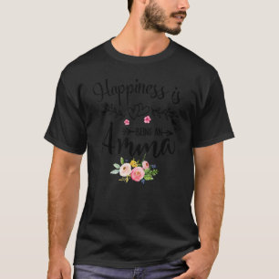 Happiness Is Being An Amma Women Floral Decor Gran T-Shirt