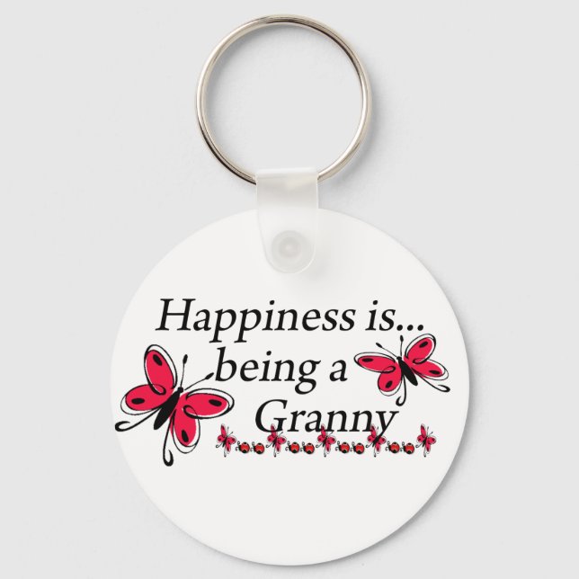 Happiness Is Being An Granny BUTTERFLY Key Ring (Front)