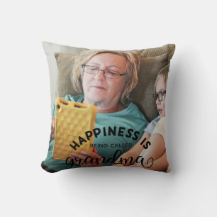 Happiness Is Being Called A Grandma Custom Photo Cushion