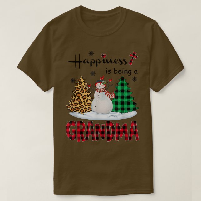 Happiness is being Grandma Snowman Merry Christmas T-Shirt (Design Front)