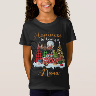 Happiness Is Being Nana Funny Red Truck Tree Chris T-Shirt