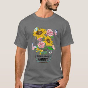 Happiness Is Being Nanny Life Flower Art Mothers D T-Shirt