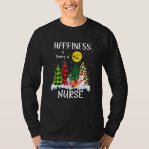 Happiness Is Being Nurse Leopard Christmas Tree Sn T-Shirt