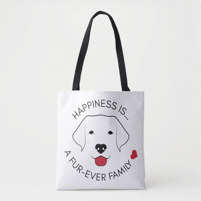 “Happiness Is…” Black & White Tote Bag (Front)