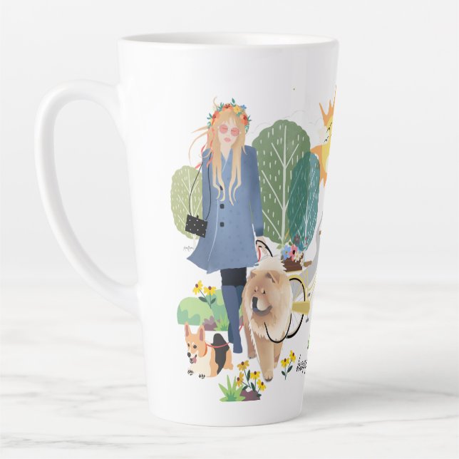 HAPPINESS IS  Chow Corgi -latte mug (Left)