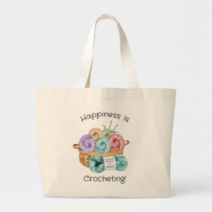 Happiness Is Crocheting Personalised Large Tote Bag