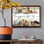 Happiness is | Daddy Photo Collage Plaque<br><div class="desc">Photo collage with 6 of your favourite photos and your personalised text. "happiness is" is hand lettered in cute, elegant dark grey calligraphy and the template is set up for you to finish the quote. The sample wording reads happiness is having you as our daddy which you can customise to...</div>