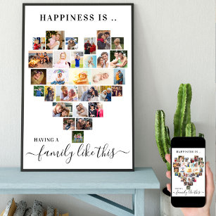 Happiness is Family like This Heart Photo Collage Poster