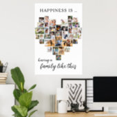 Happiness is Family like This Heart Shaped Collage Poster (Home Office)