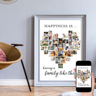 Happiness is Family like This Heart Shaped Collage Poster