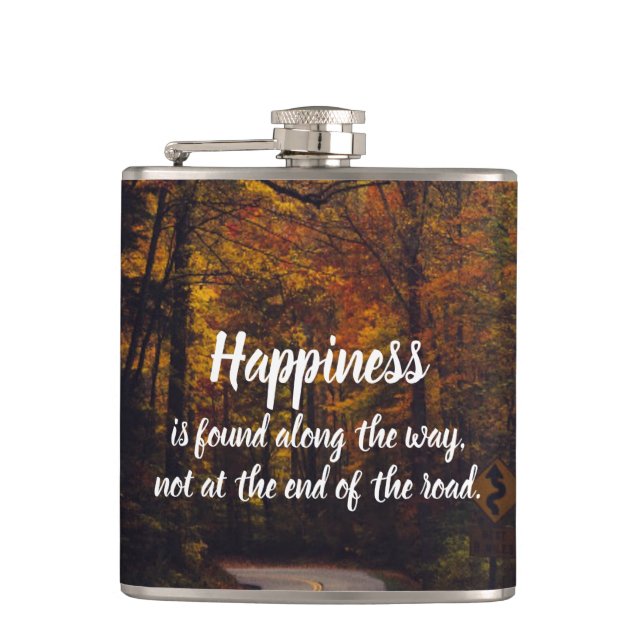 Happiness is Found Along the Way Custom Photo Hip Flask (Front)
