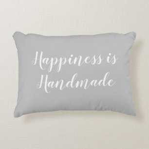 Happiness is Handmade Script Grey Decorative Cushion