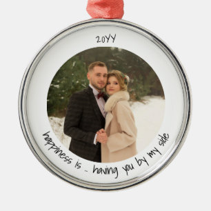 Happiness is Having You by my Side Cute Photo Metal Tree Decoration