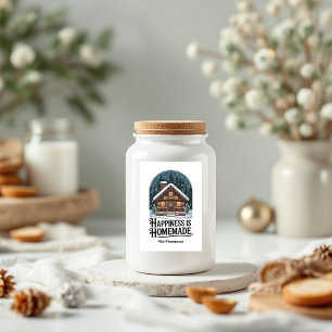 Happiness is Homemade Cabin Design Christmas Food Label