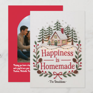 Happiness is Homemade Rustic Cottage Family Photo Holiday Card