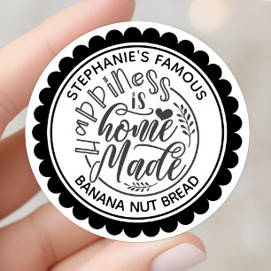 Happiness Is Homemade Vintage Personalised Label