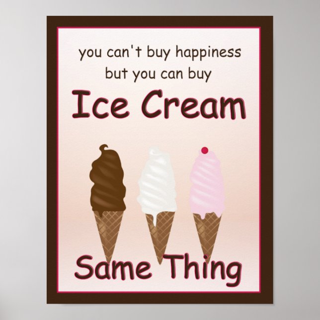 Happiness is Ice Cream Poster (Front)