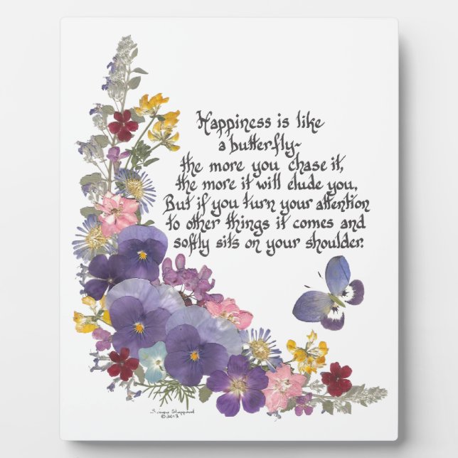 Happiness is like a butterfly plaque (Front)