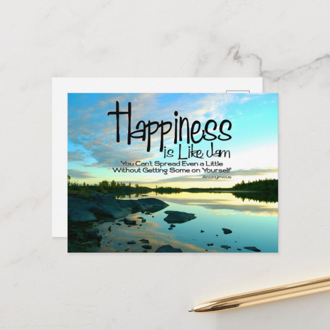"Happiness is like jam" Inspirational Quote Postcard (Front/Back In Situ)