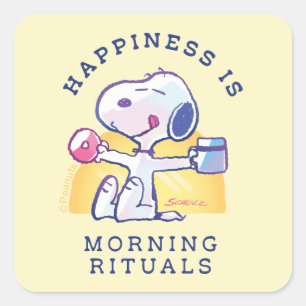 Happiness is Morning Rituals Square Sticker