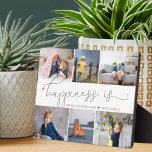 Happiness is | Nana 6 Photo Collage Easel Plaque<br><div class="desc">Photo collage with 6 of your favourite photos and your personalised text. "happiness is" is hand lettered in cute, elegant calligraphy with a love heart, and the template is set up for you to finish the quote. The sample wording reads "happiness is having you as my nana ♥ love [name]...</div>