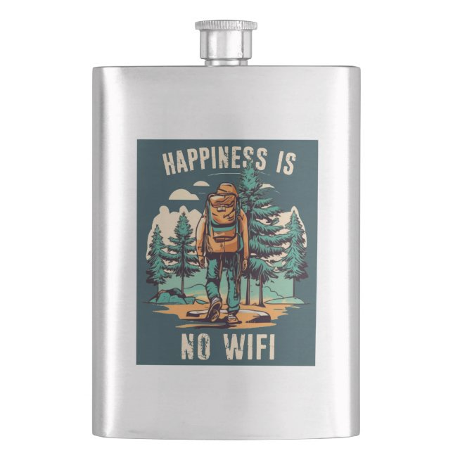 Happiness Is No Wifi Backpacking Hip Flask (Front)