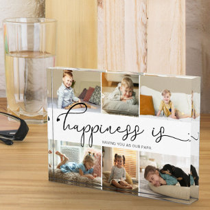 Happiness is Papa 6 Photo Collage Block