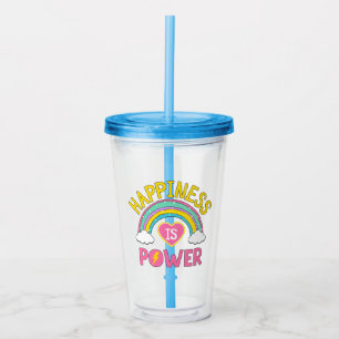 Happiness is Power Rainbow Acrylic Tumbler