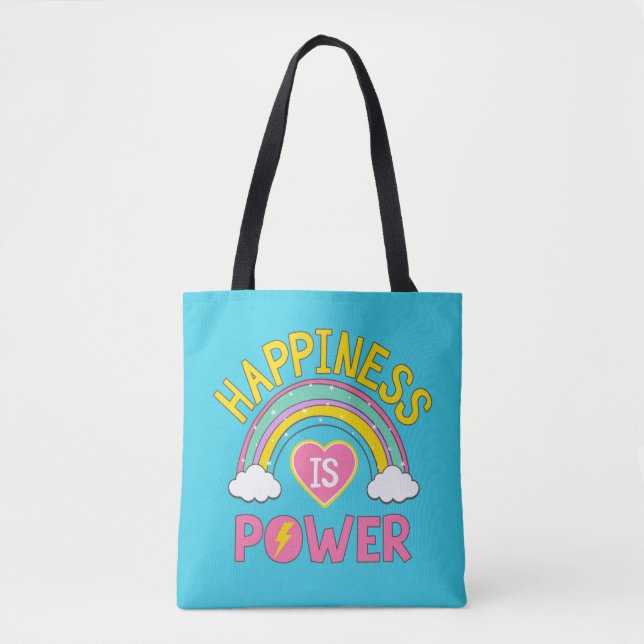 Happiness is Power Rainbow Tote Bag (Front)