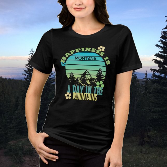 Happiness Is Retro Sunset Mountains Tri-Blend Shirt (Creator Uploaded)