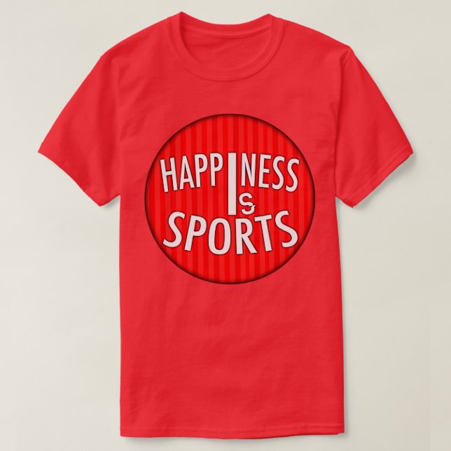 Happiness Is Sports Round Red Sticker T-Shirt (Design Front)