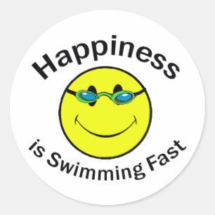 Happiness is Swimming Fast Classic Round Sticker