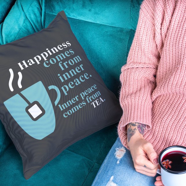 Happiness Is Tea Funny Quote Word Art  Cushion (Creator Uploaded)